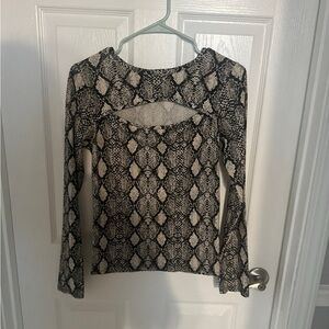 Elegant Snake Print Blouse with Cut-Out Detail